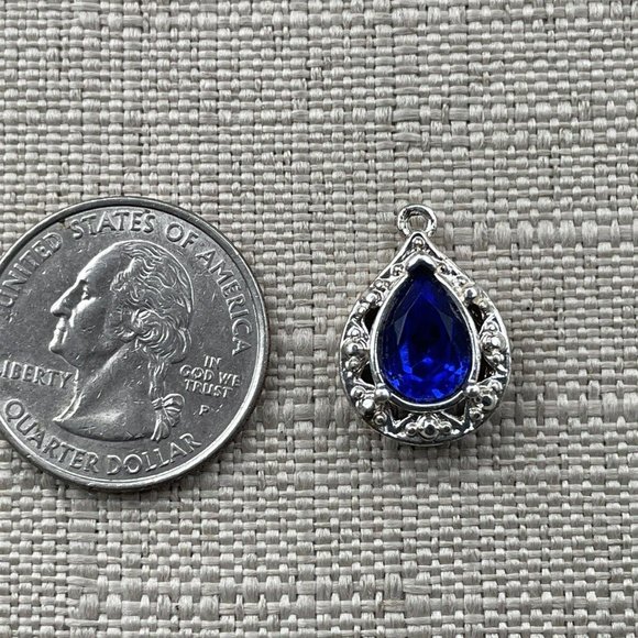 Women Necklace Pendant Blue Faux Stone Silver Tone Fashion Pendant Only - Picture 8 of 11